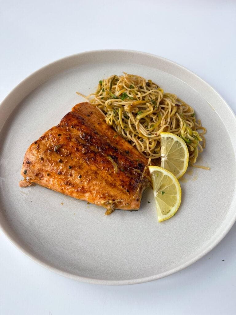 Garlic Butter Salmon and Zucchini Noodles