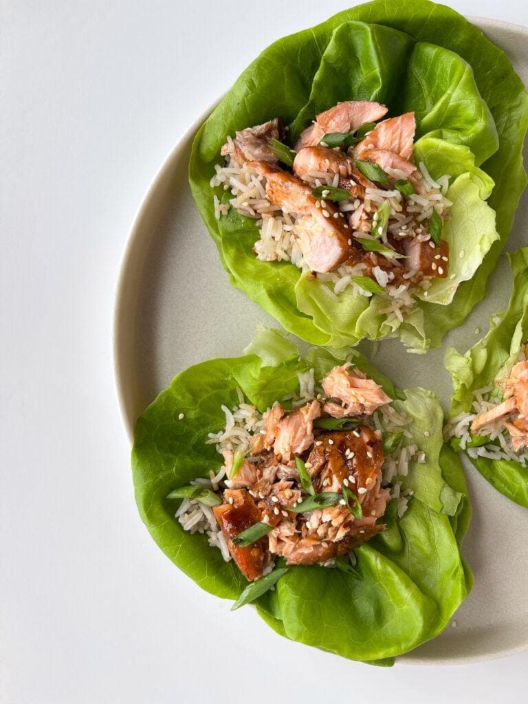 Sweet Teriyaki Salmon Lettuce Cups