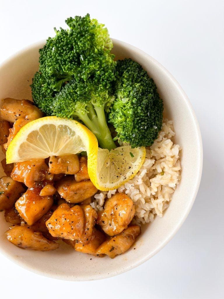 Honey Garlic Chicken with Brown Rice and Broccoli