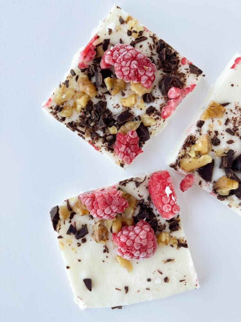 Raspberry + Dark Chocolate Yogurt Bark