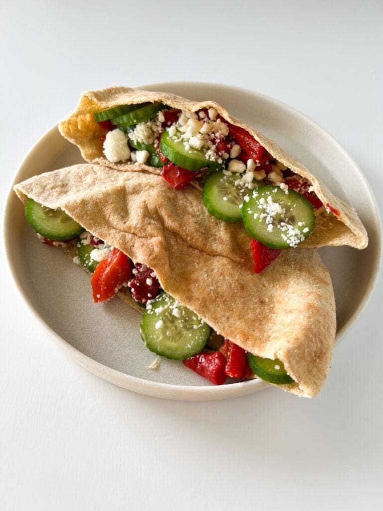 Red Pepper, Cucumber, Hummus Pita