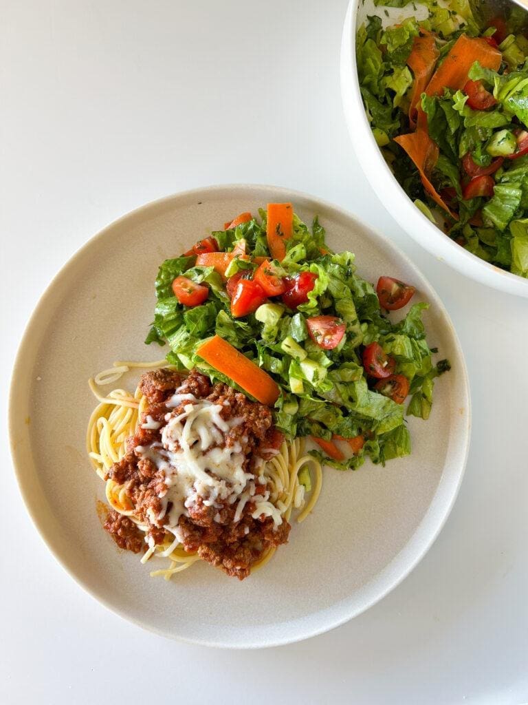 Traditional Spaghetti + Italian Salad