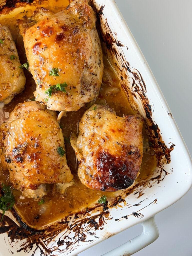 Sweet and Savory Oven Baked Chicken Thighs
