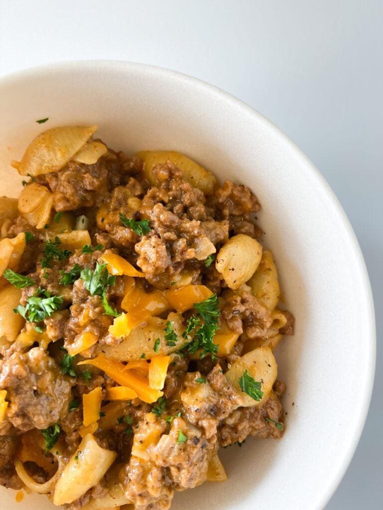 Healthier Homemade Cheeseburger Hamburger Helper