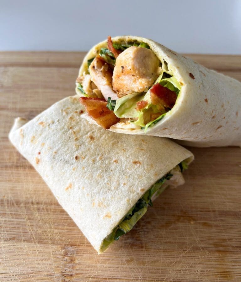 Pesto, Bacon, and Chicken Wrap