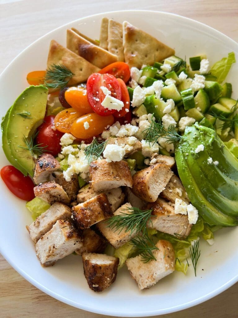 Blackened Chicken and Fresh Herb Salad with Honey Lemon Vinaigrette