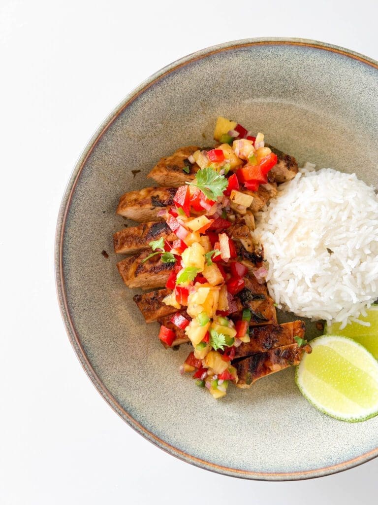 Cilantro Lime Grilled Chicken Bowl with Pineapple Salsa
