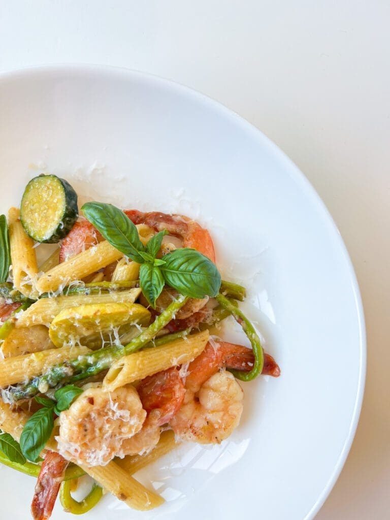 Summer Pasta Primavera with Shrimp