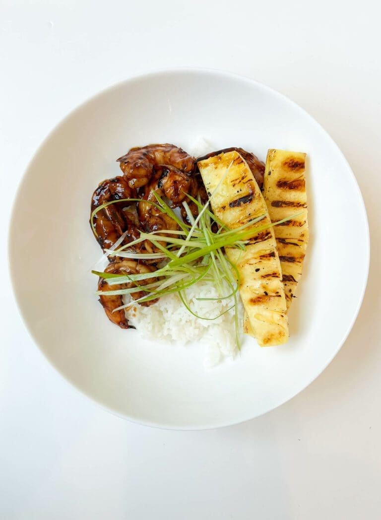 Grilled Shrimp Teriyaki and Pineapple Bowl