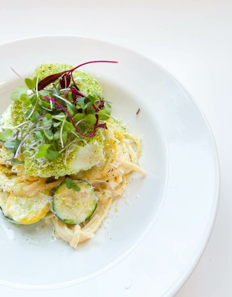 Basil Crusted Cod Summer Pasta