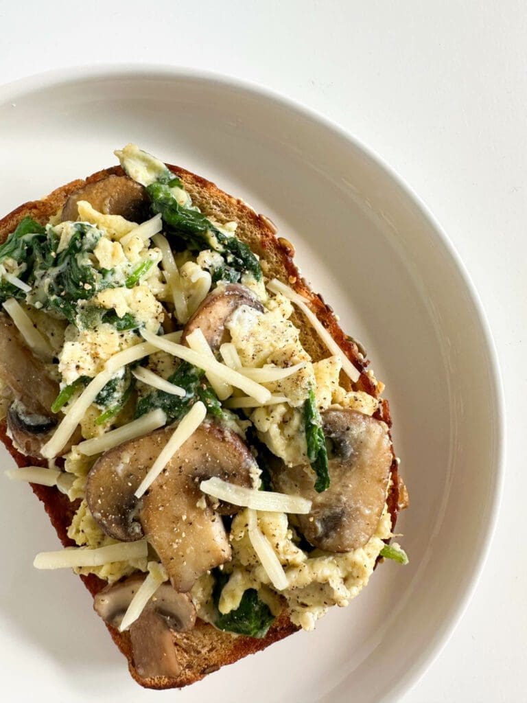Egg, Spinach, Mushroom Toast