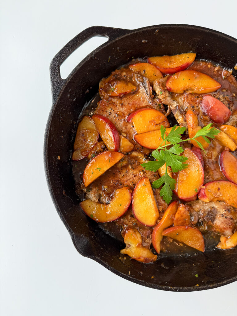 Glazed Peaches and Pork Chops