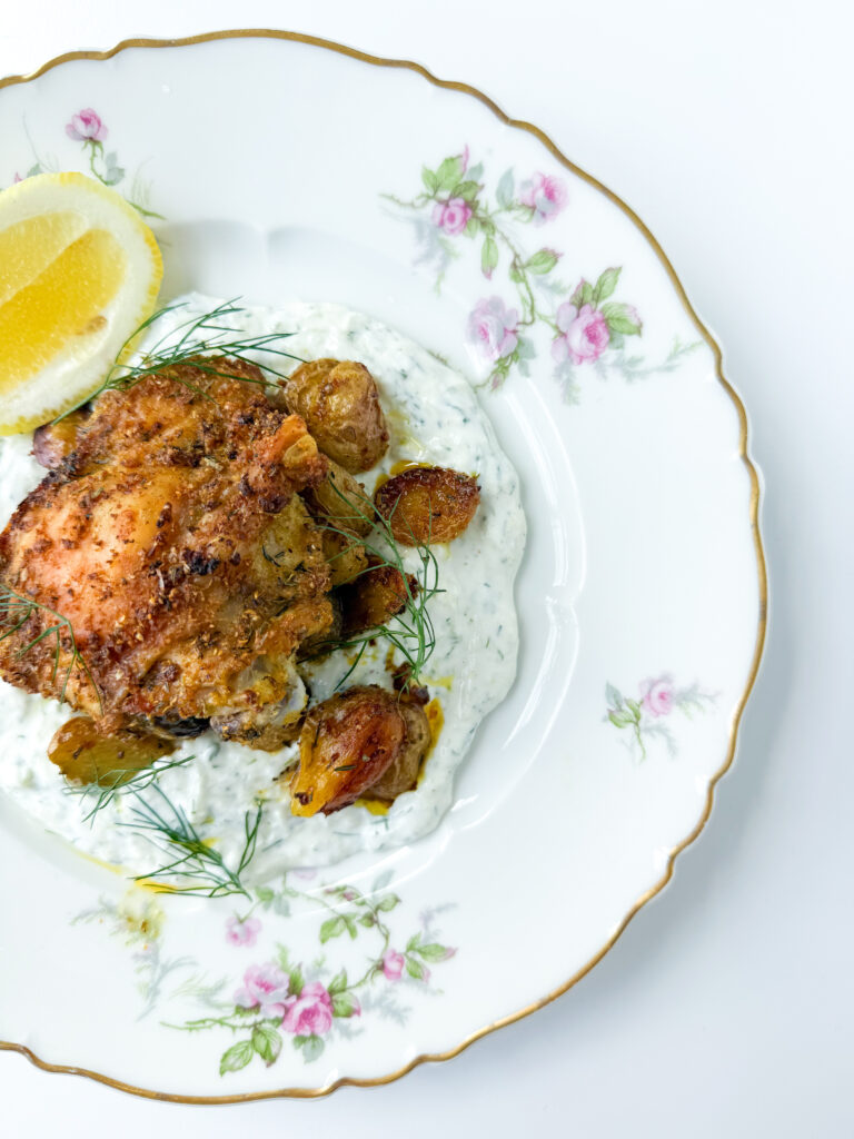One Pan Crispy Greek Chicken and Potatoes