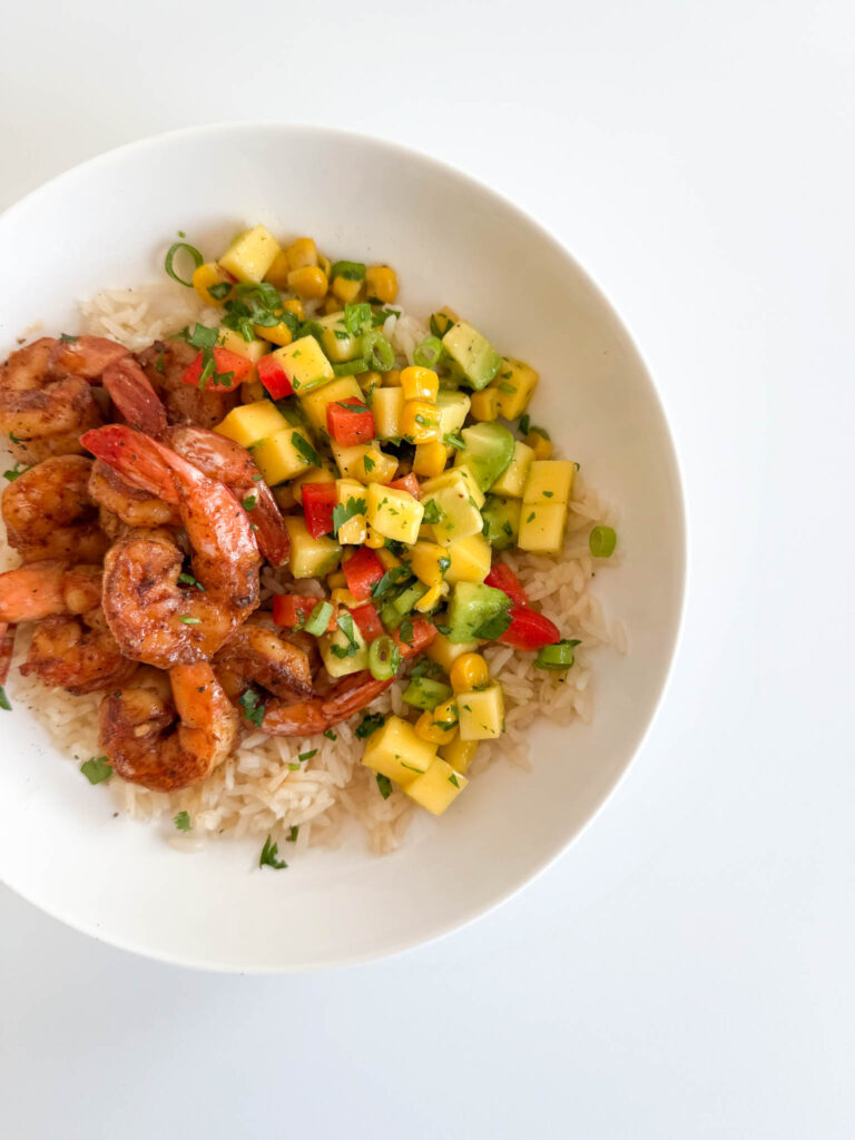 Mango Avocado Salsa & Shrimp Rice Bowl